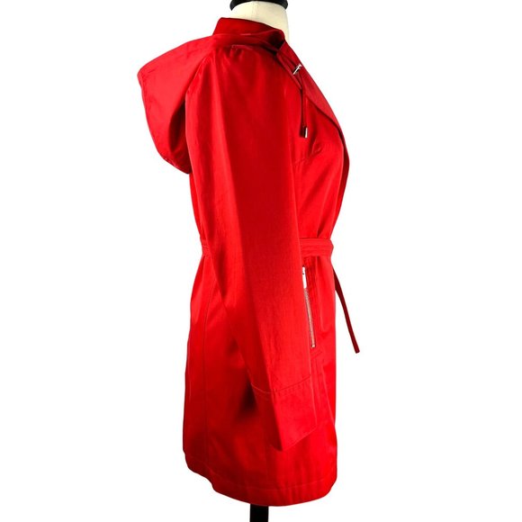 Michael, Michael Kors Red Hooded Trench Jacket, Women's Size Medium - Picture 3 of 16